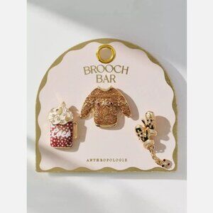 RARE! NWT Anthropologie Festive Cheer Brooches Set of 3
